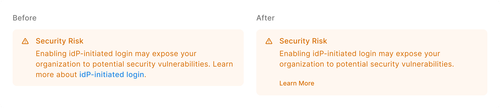 Example of a recent design component change