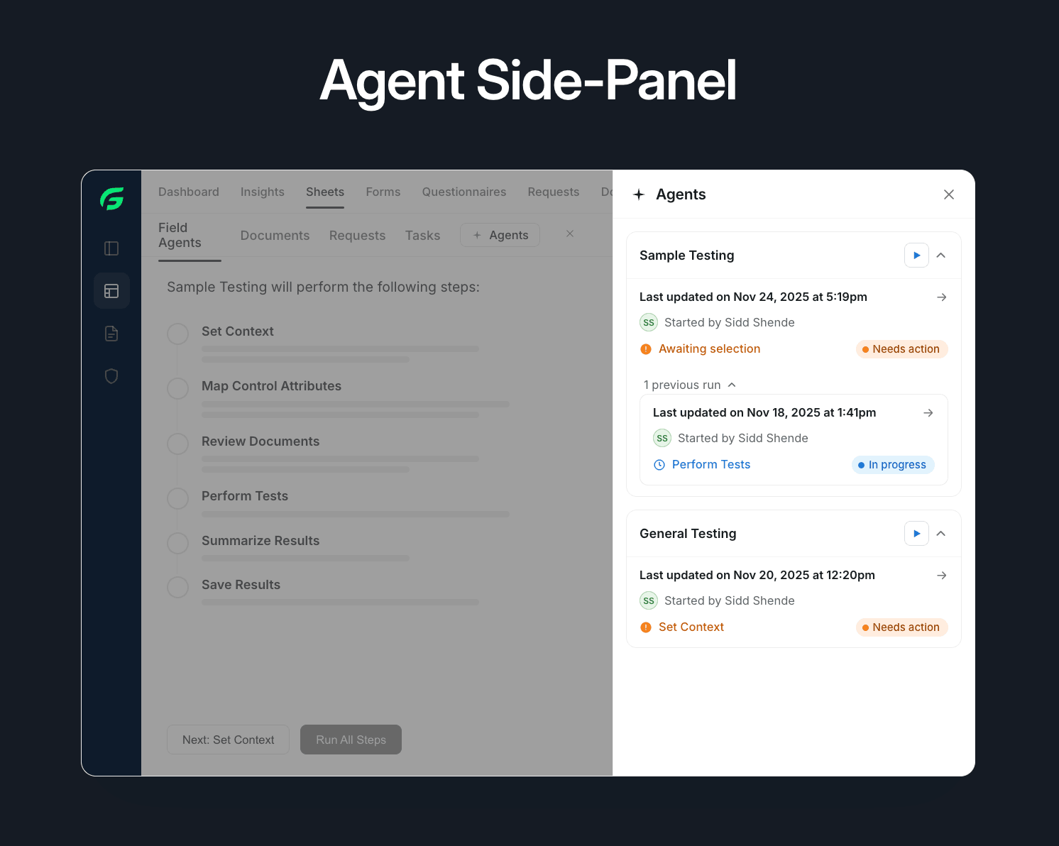 Agent Side Panel